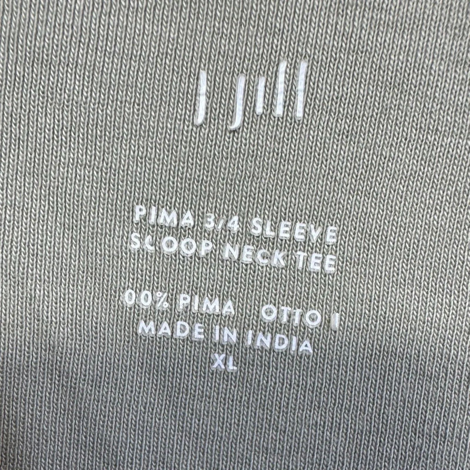 J Jill Top XL Green Pima 3/4 Sleeve Scoop Neck Tee Everyday Wear Casual Layer - Image 3