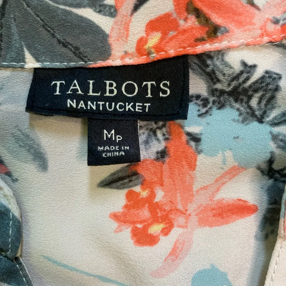 Talbots Petite Floral Nantucket Print Adjustable Sleeve Button Down Blouse - Image 8