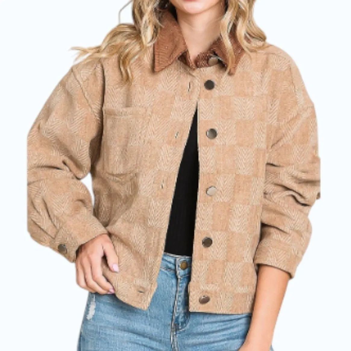 Emory Park The Corral Jacket Sz Sm Tan Textured Button Front Shacket - Image 16