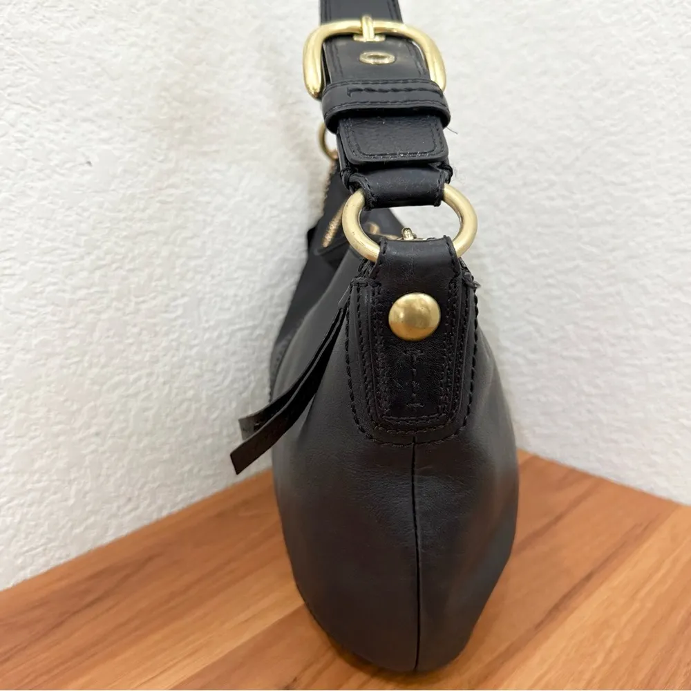 Vintage Y2K COACH F11838 Black Soft Pebbled Leather Hobo Shoulder Bag - Image 4