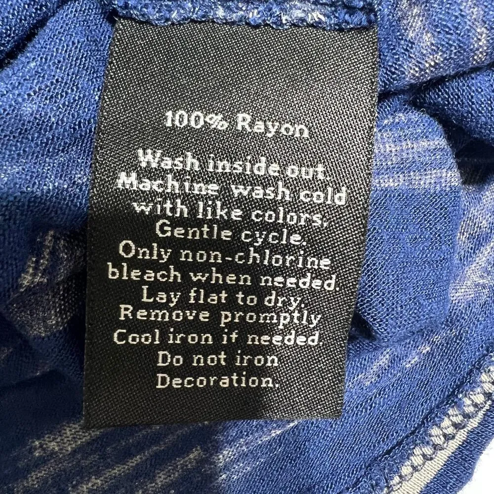 Rock & Republic SMALL Blue Gray Gold Rose Foil Metallic Print Burnout Tee Shirt - Image 6