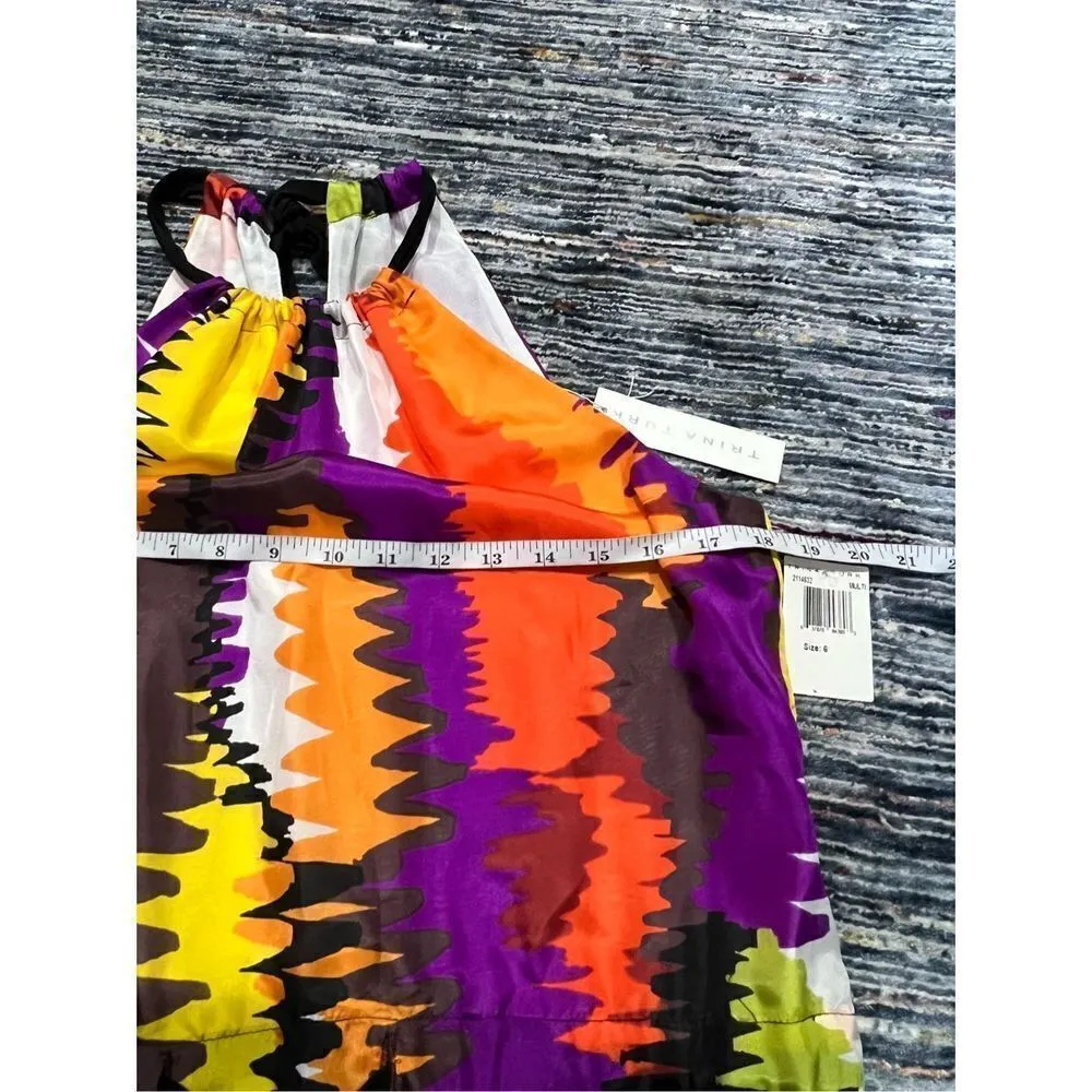 Trina Turk NWT Wavelengths Print Silk Halter Neck Dress size 6 - Image 8