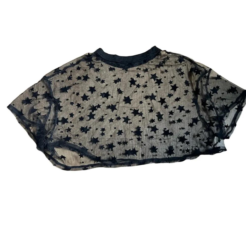 Black Star Sheer Womens Mesh Crop Top Size L - Image 4