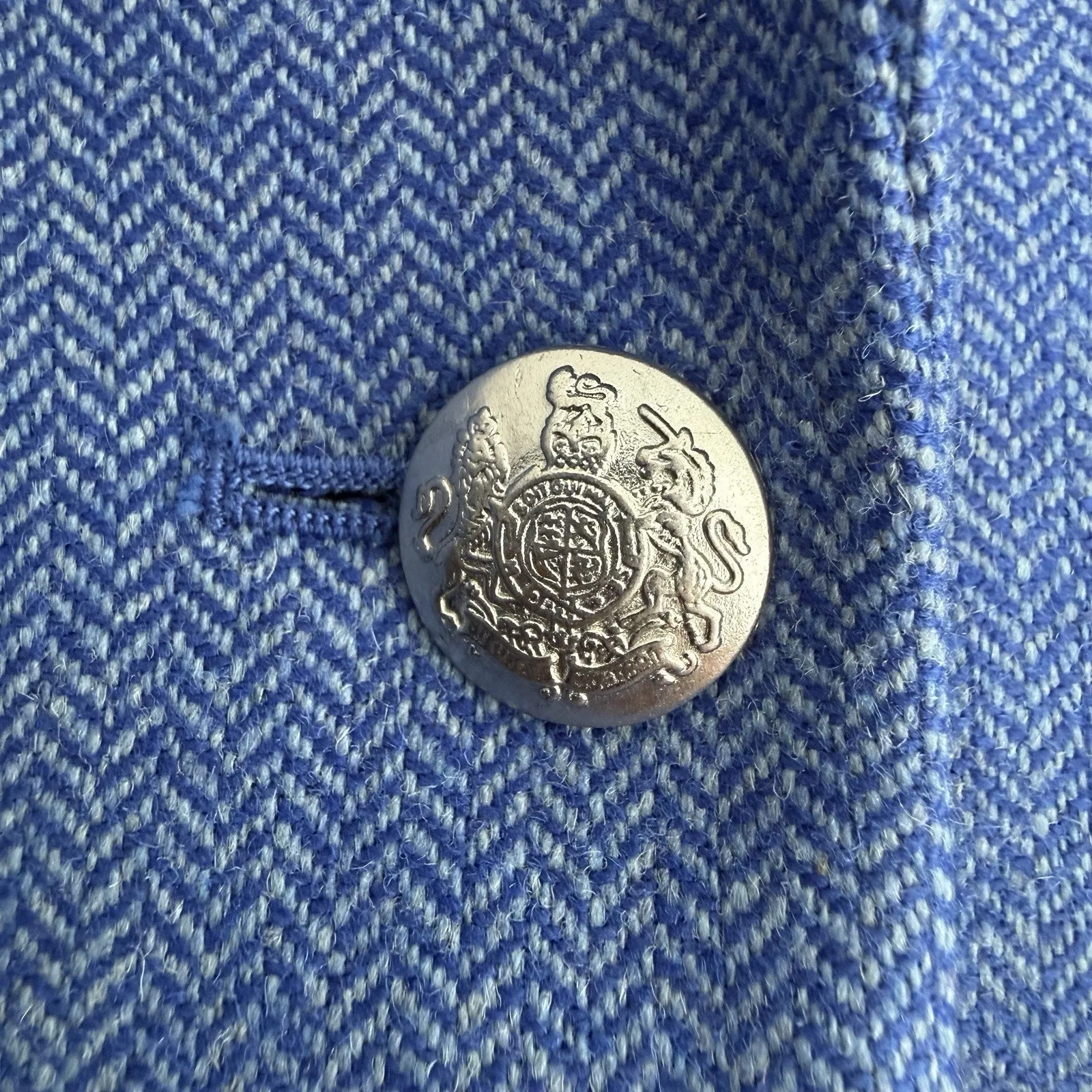 Banana Republic Hacking Jacket 12P Blue Herringbone Wool Blend Two Tone Blazer - Image 8