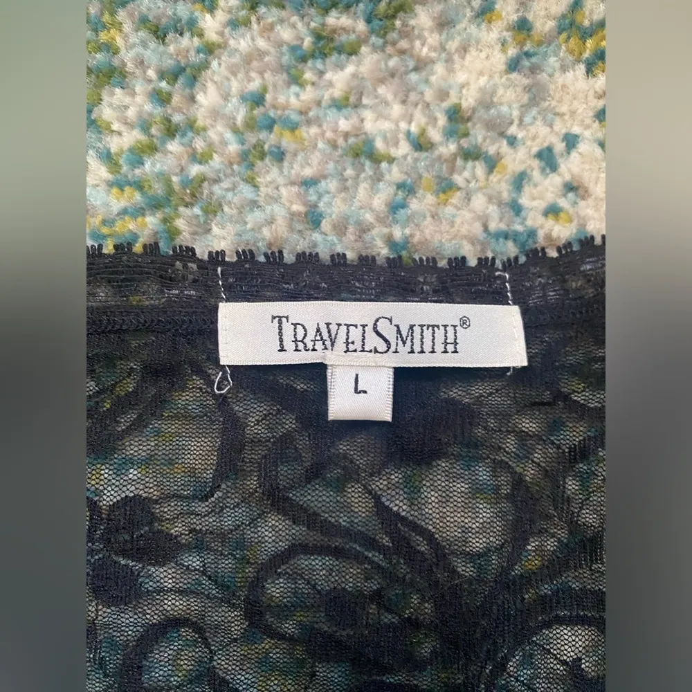 Vintage 90s Y2K  button front black floral lace cardigan, size large - Image 6