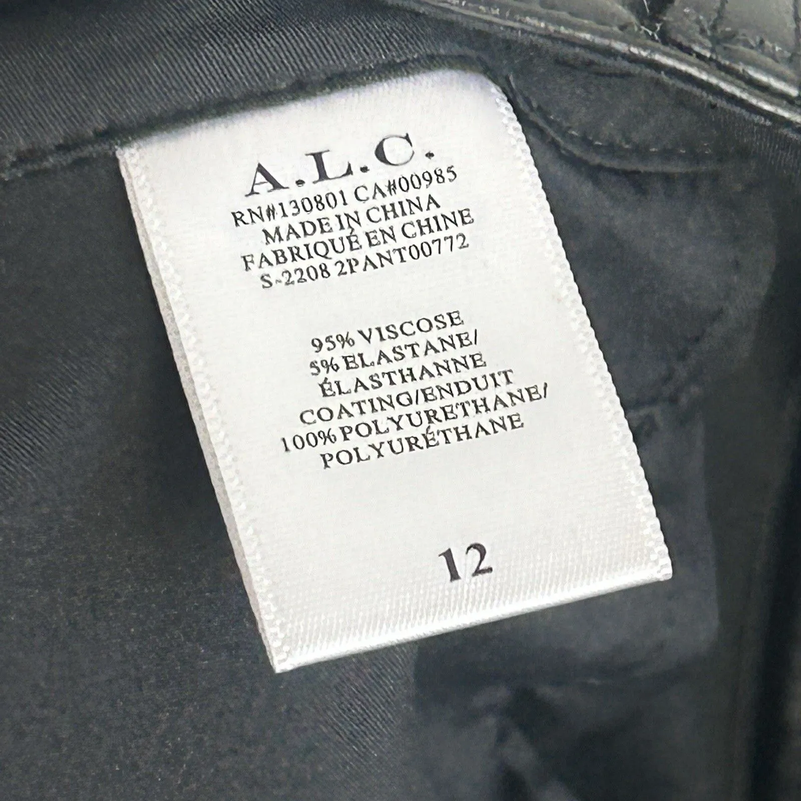 A.L.C. Pants Womens 12 Black High Rise Stretch Faux Leather Wide Leg Vegan NEW - Image 7