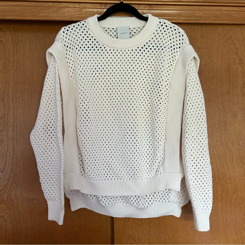 Varley Arabella True Knit Cotton Perforated Sweater Size Medium Loungewear - Image 2