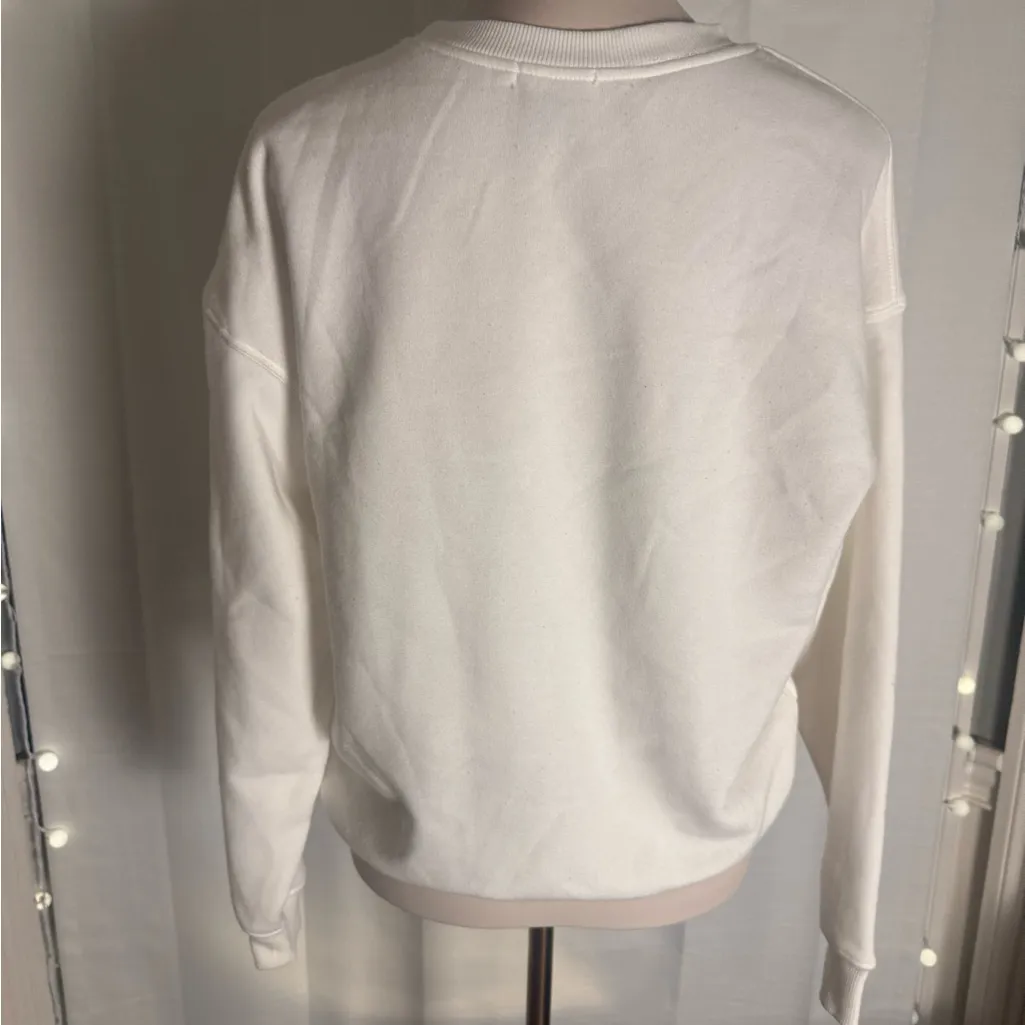 Better Together White Crewneck Sweatshirt Small Cherry Bow Embroidery - Image 2