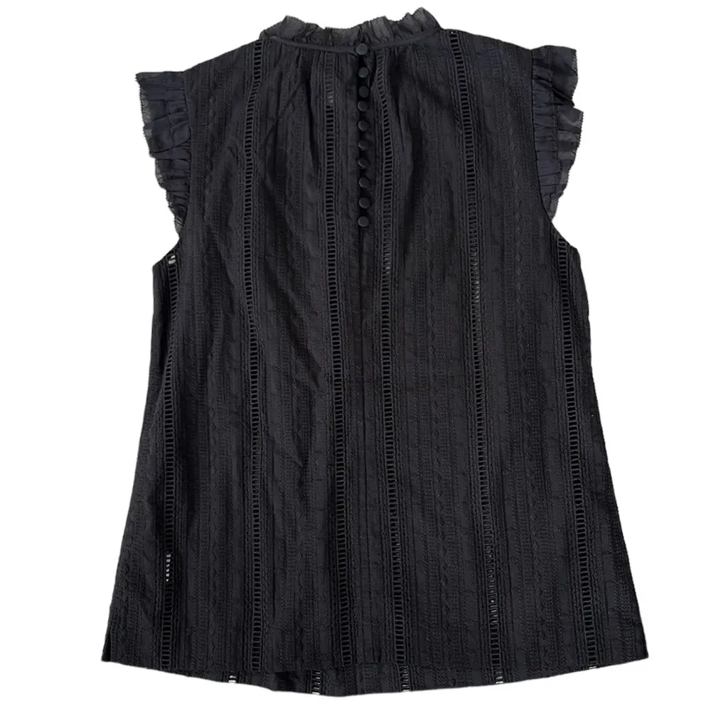 NWT J. Crew Back Button Ruffle Top Black Size 2 - Image 8