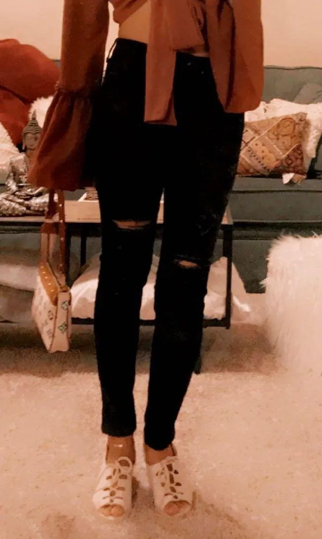 Black Super Skinny Ripped Jeans - Image 3