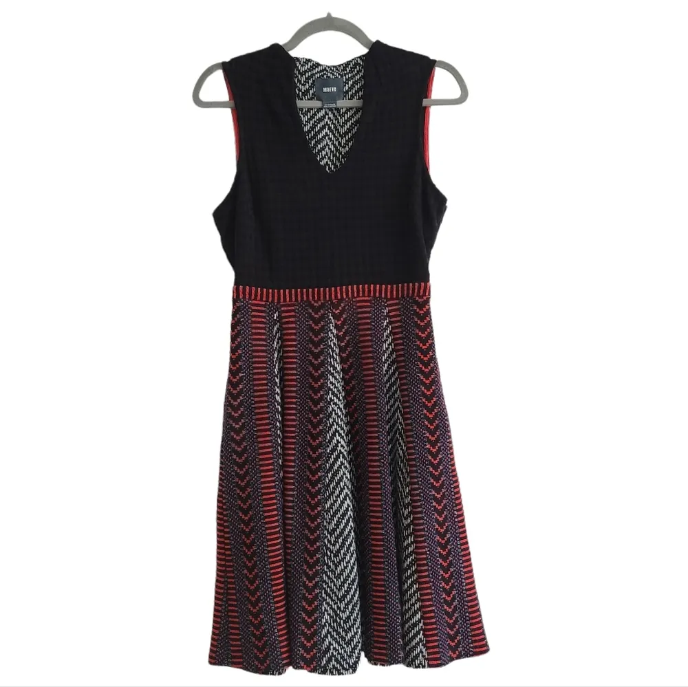 Anthropologie Maeve Black Red Carolina Fit & Flare Sleeveless Dress - Image 9