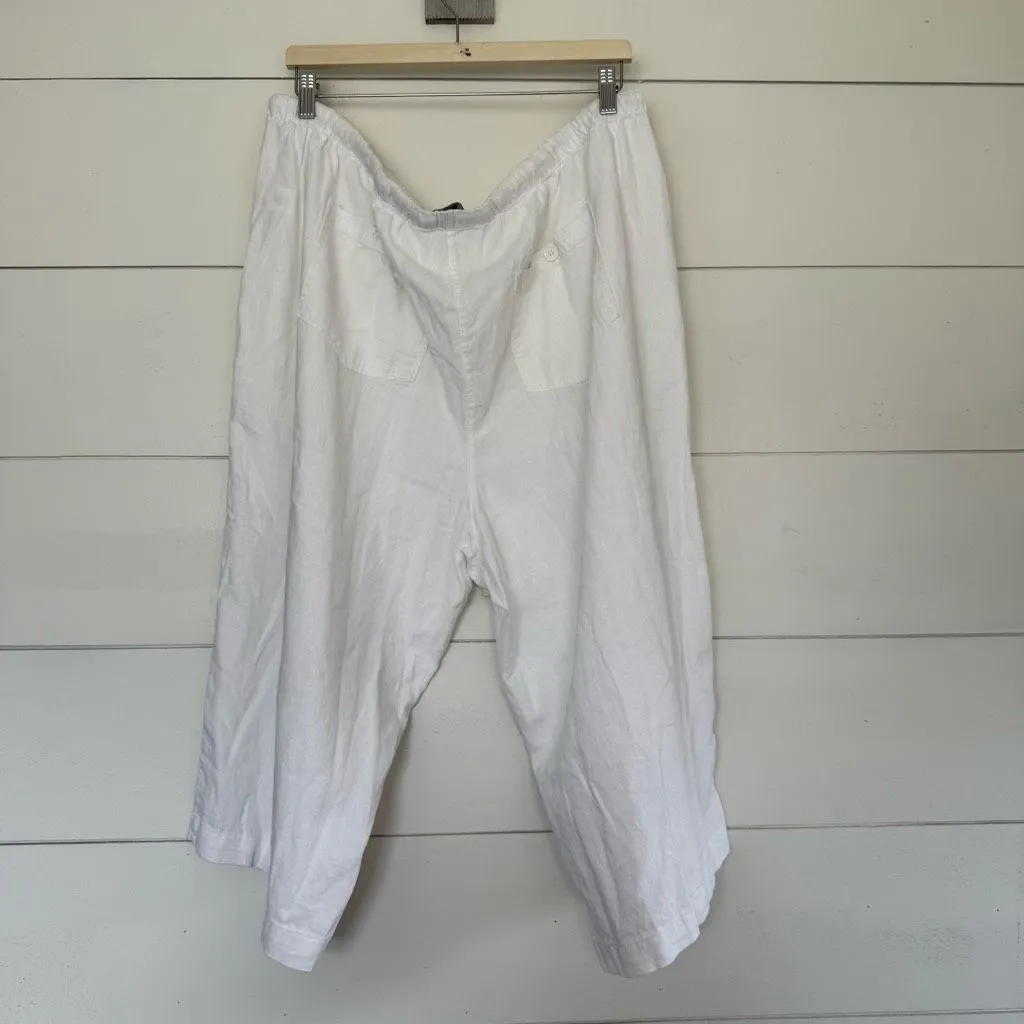 Ellos Women’s 26 White Linen Pants New LagenLook Minimalist - Image 3