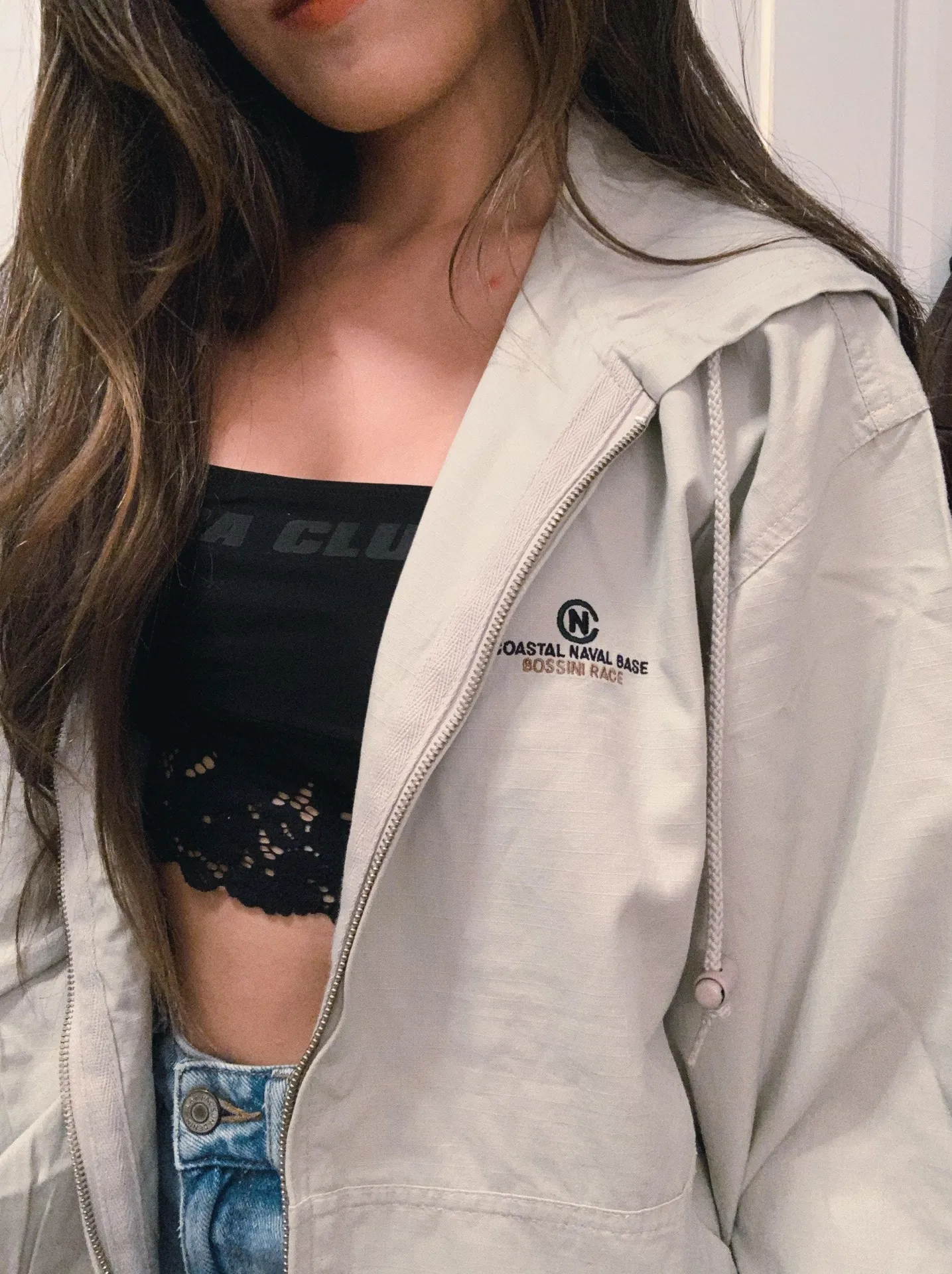 Vintage Hooded Embroidered Lightweight Jacket Gray Size M - Image 2