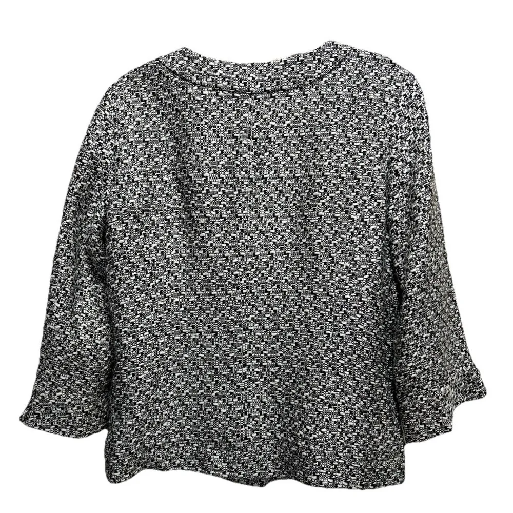 Coldwater Creek V-Neck Black/White‎ Tweed Button Blazer Jacket Size 10 - Image 6