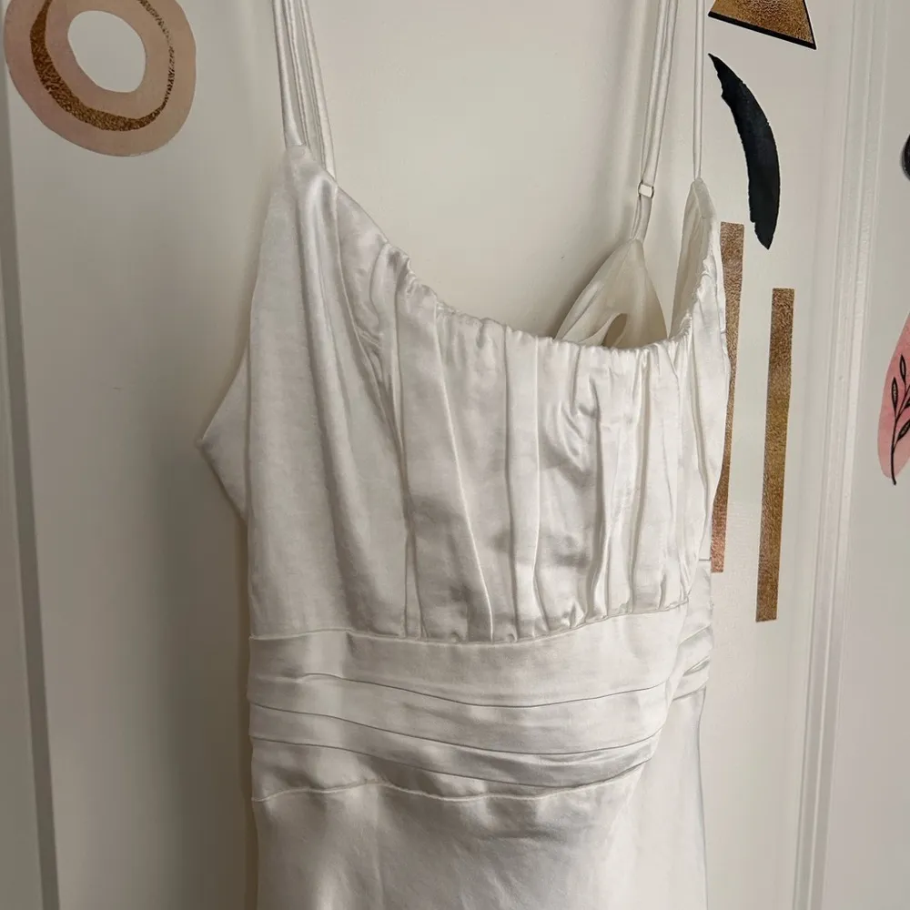 ABBY CAMI STRAP GATHERED BUST FRONT SPLIT MIDI DRESS WHITE - Image 6