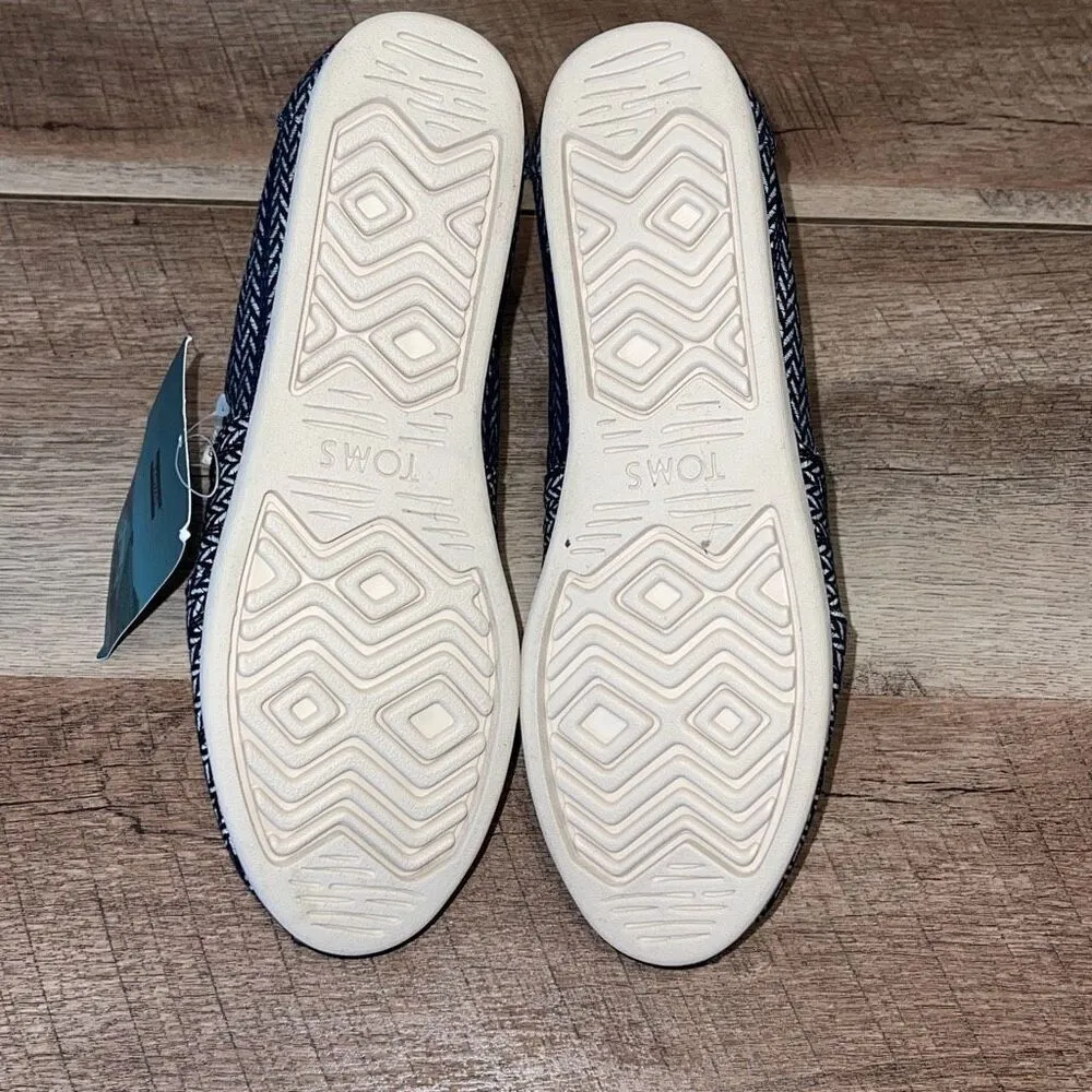 NWT Toms Womens Alpargata Round Toe Woven Classics Espadrille Navy Herringbone O - Image 7