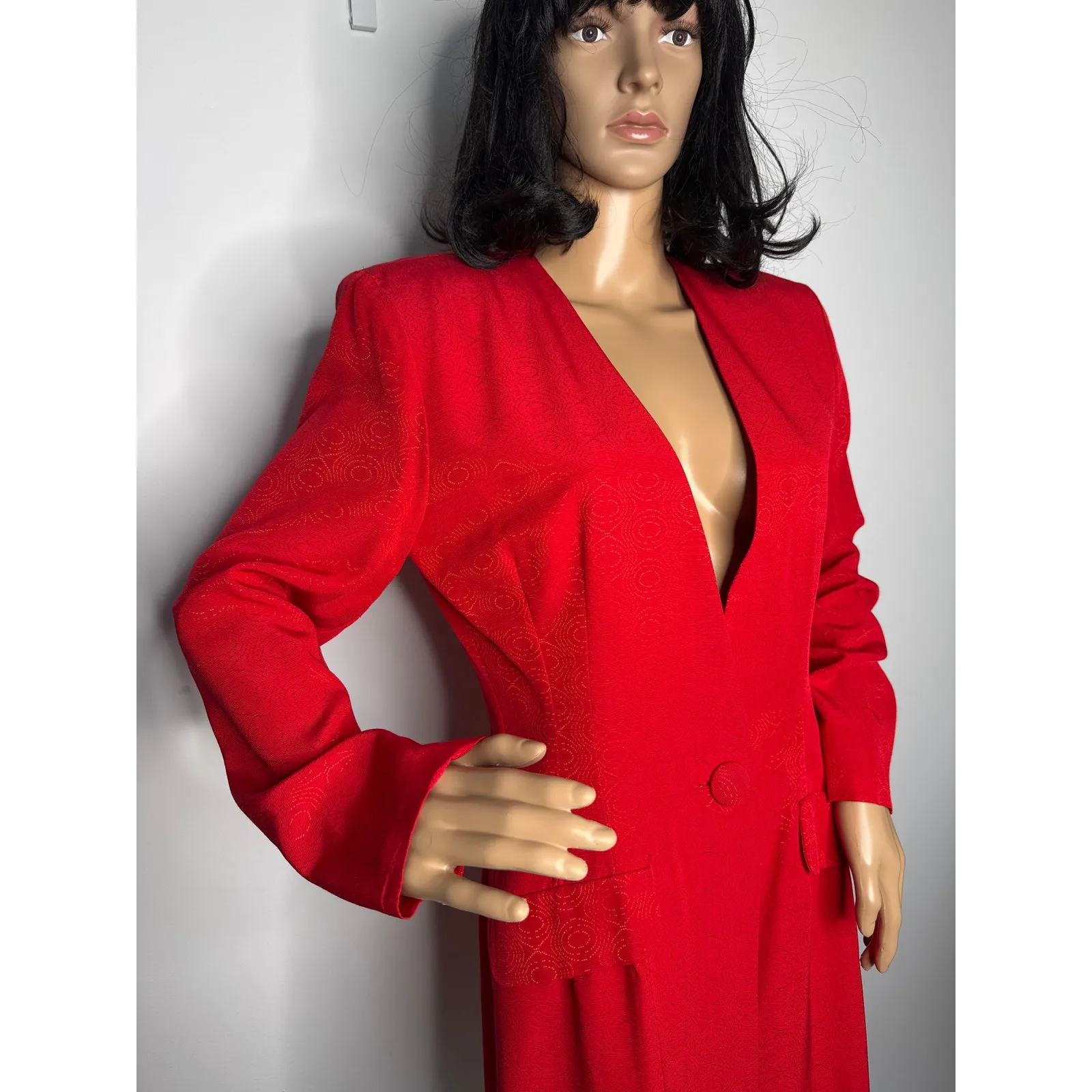 Late 1980s–Early 1990s P.J. Klein Red Textured Longline Blazer USA made Medium - Image 14
