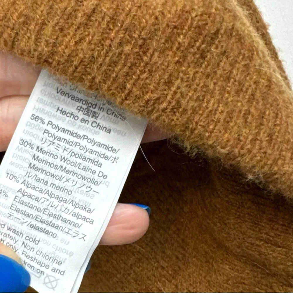 Madewell Wrap Front Pullover Sweater Sz XS Harvest Brown Coziest Knit Wool - Image 10