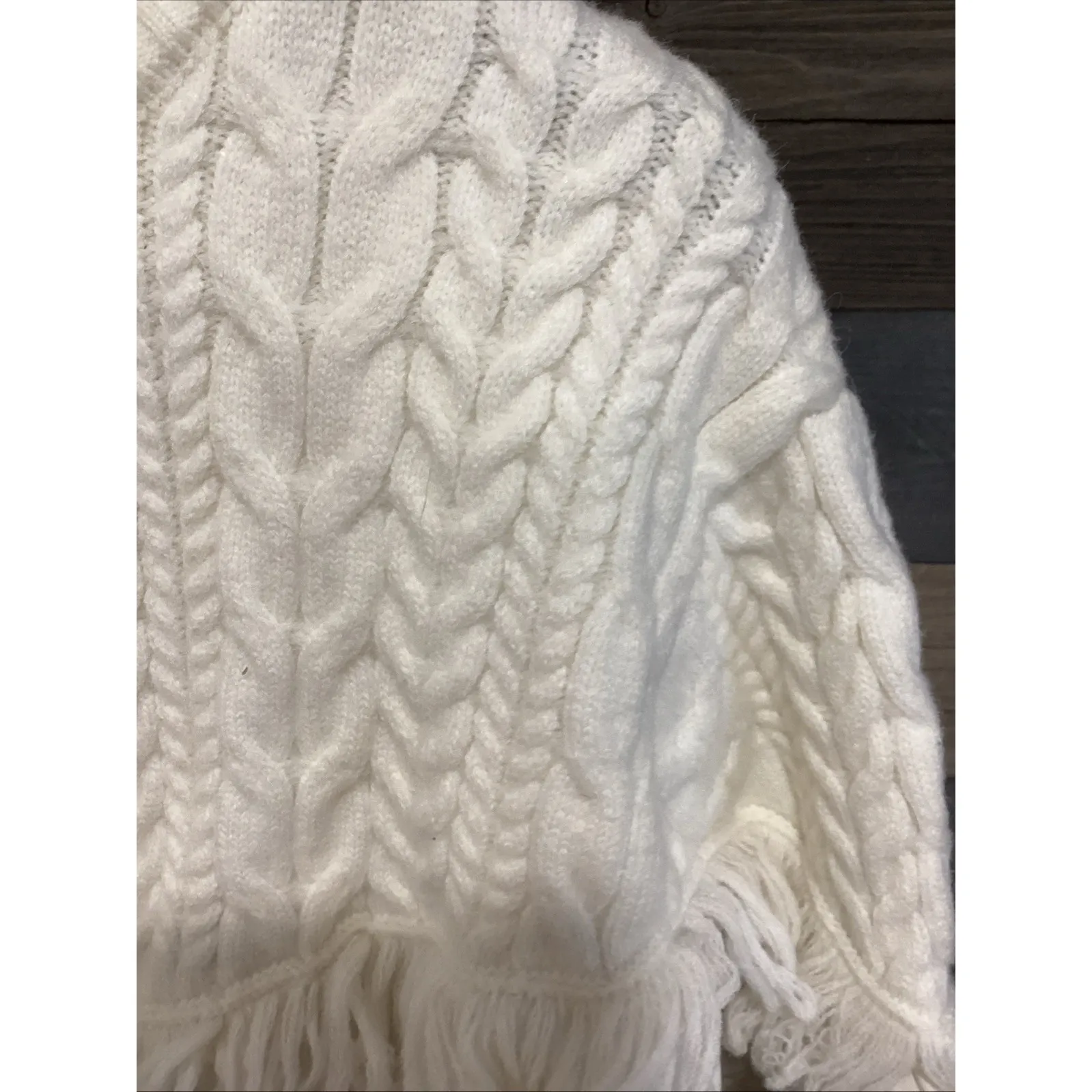 Womans Sunday Up Cream Cable Knit Fringed Quilted Puffer Jacket Cardigan Size M Size M - Image 4