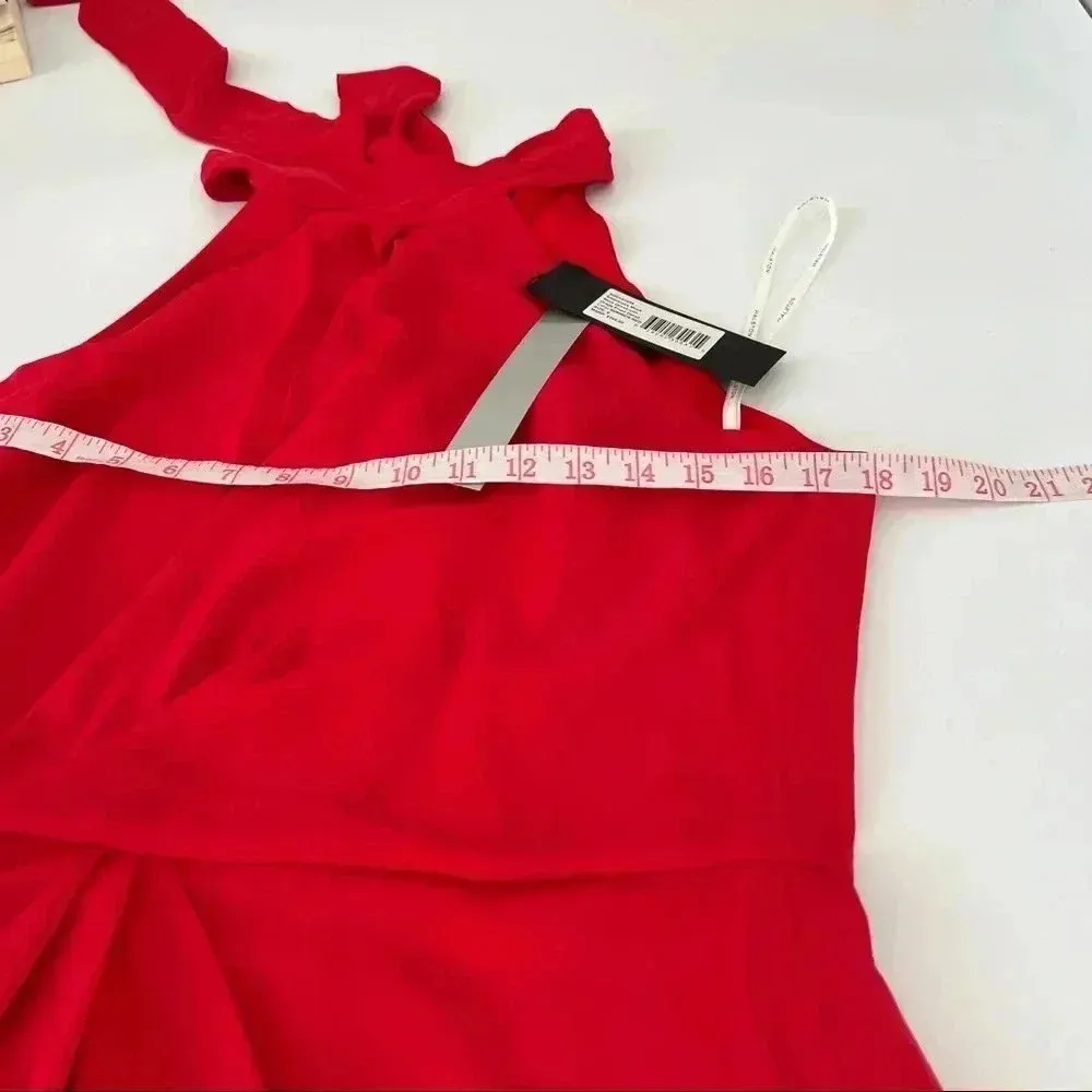 Halston‎ Womens Jade Sleeveless Faux-Wrap Halter Mini Dress Size 8 - Image 5