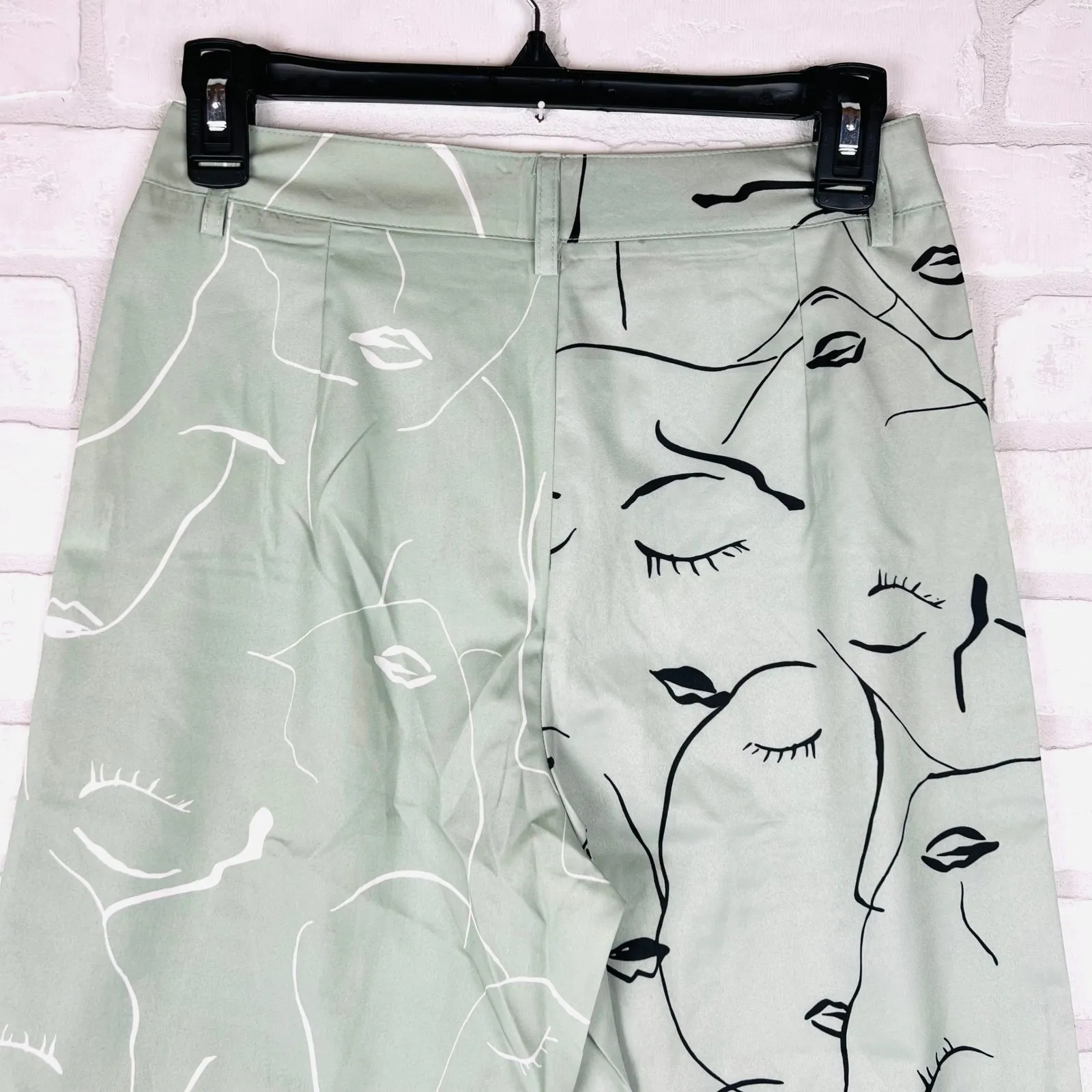 Princess Polly XX Face It Print Wide Leg Pants Sage Green Women's Size 4 - Image 14