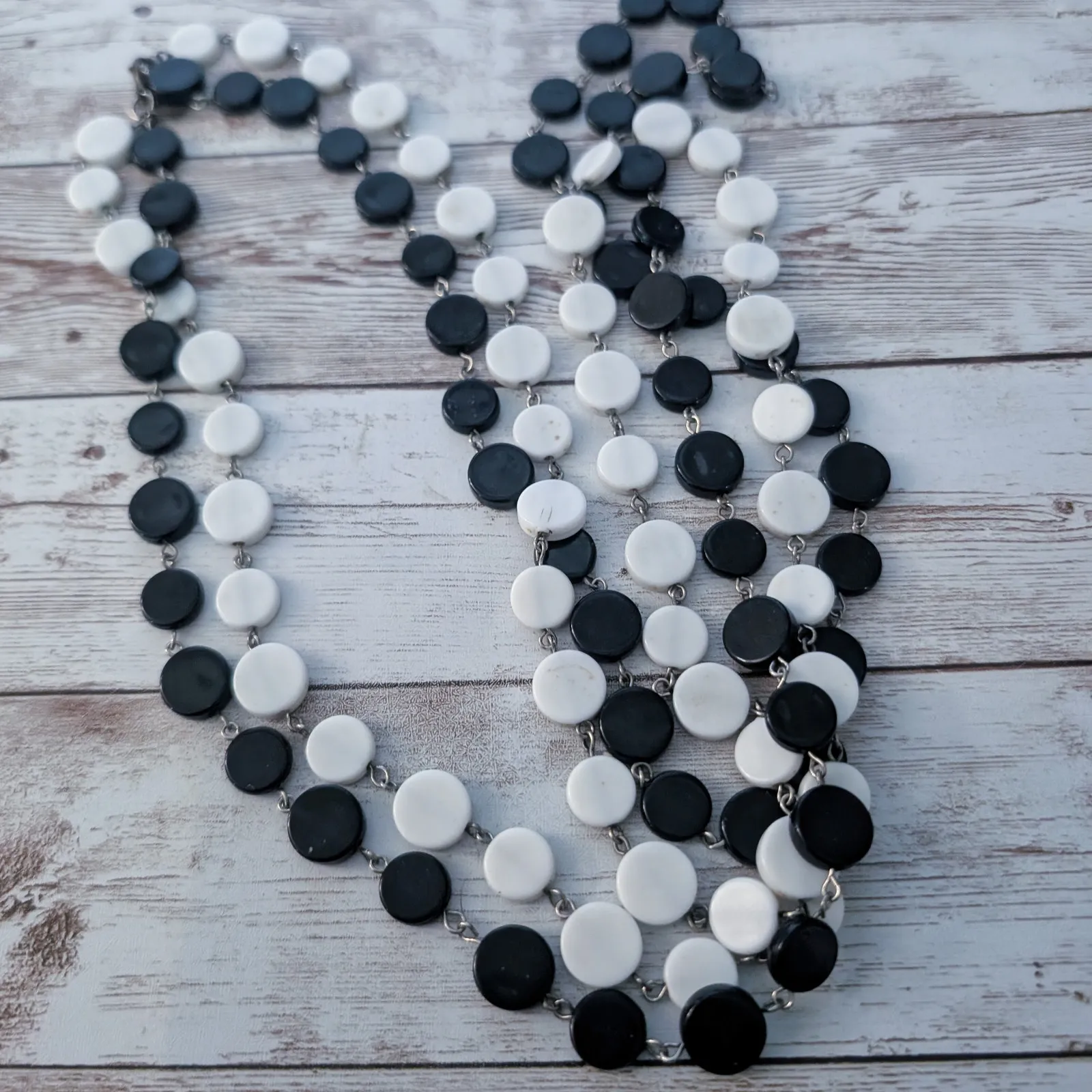 Extra Long Two Strand Black & White Claire's Necklace - Image 3