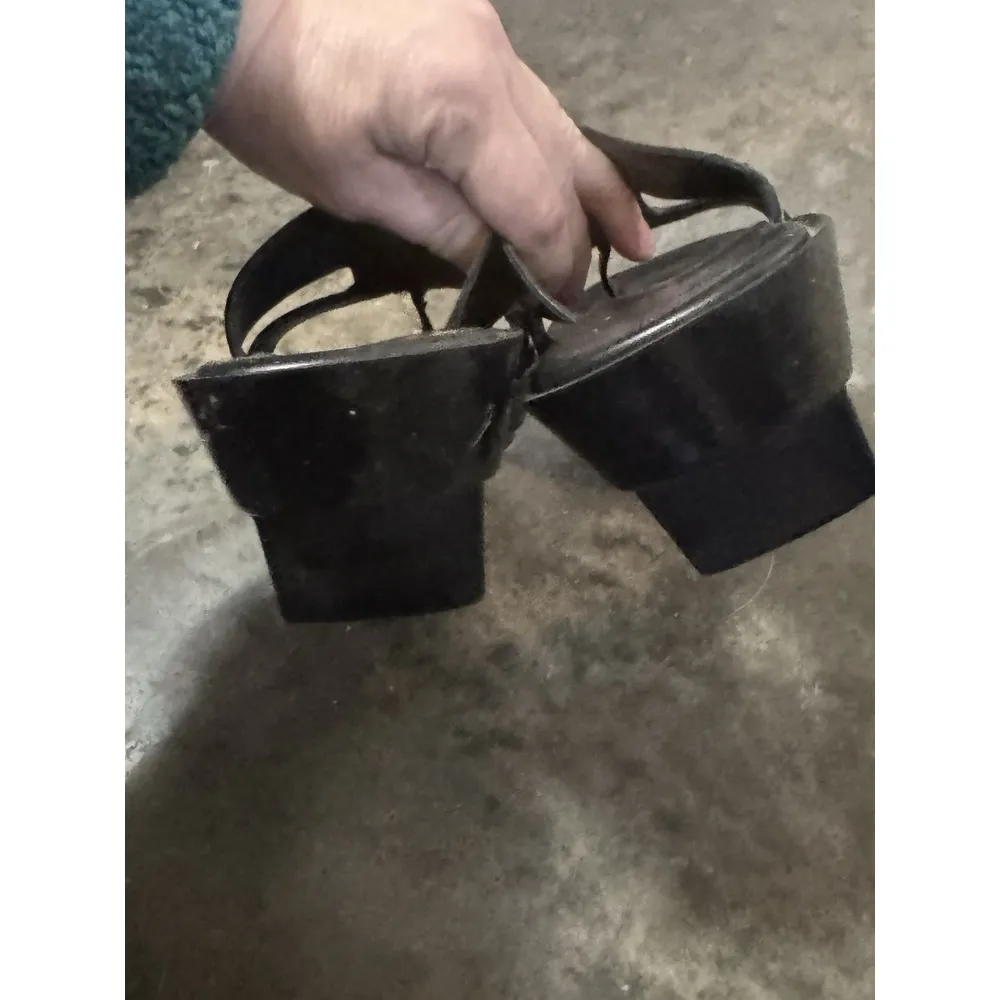 Donald J. Pliner Gera Black Patent Leather Sandals Y2K Women 7 EUC Heeled‎ Slide - Image 5