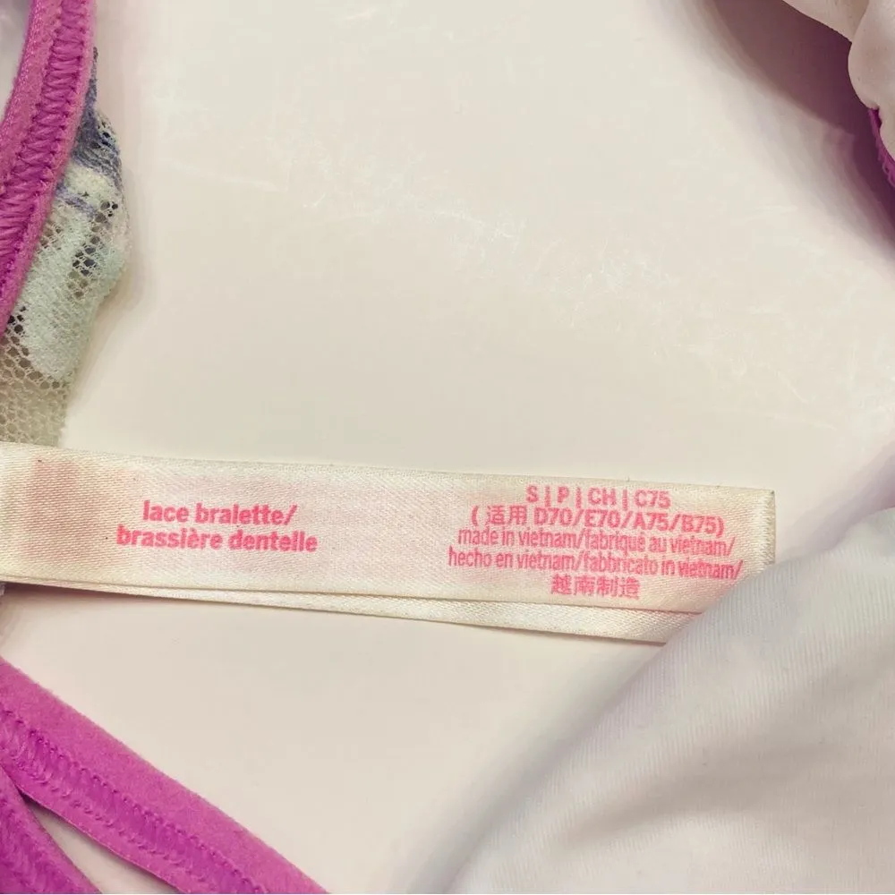 Victoria's Secret Pink Lace Bralette Bra Front Close Caged‎ Sides Size Small - Image 9