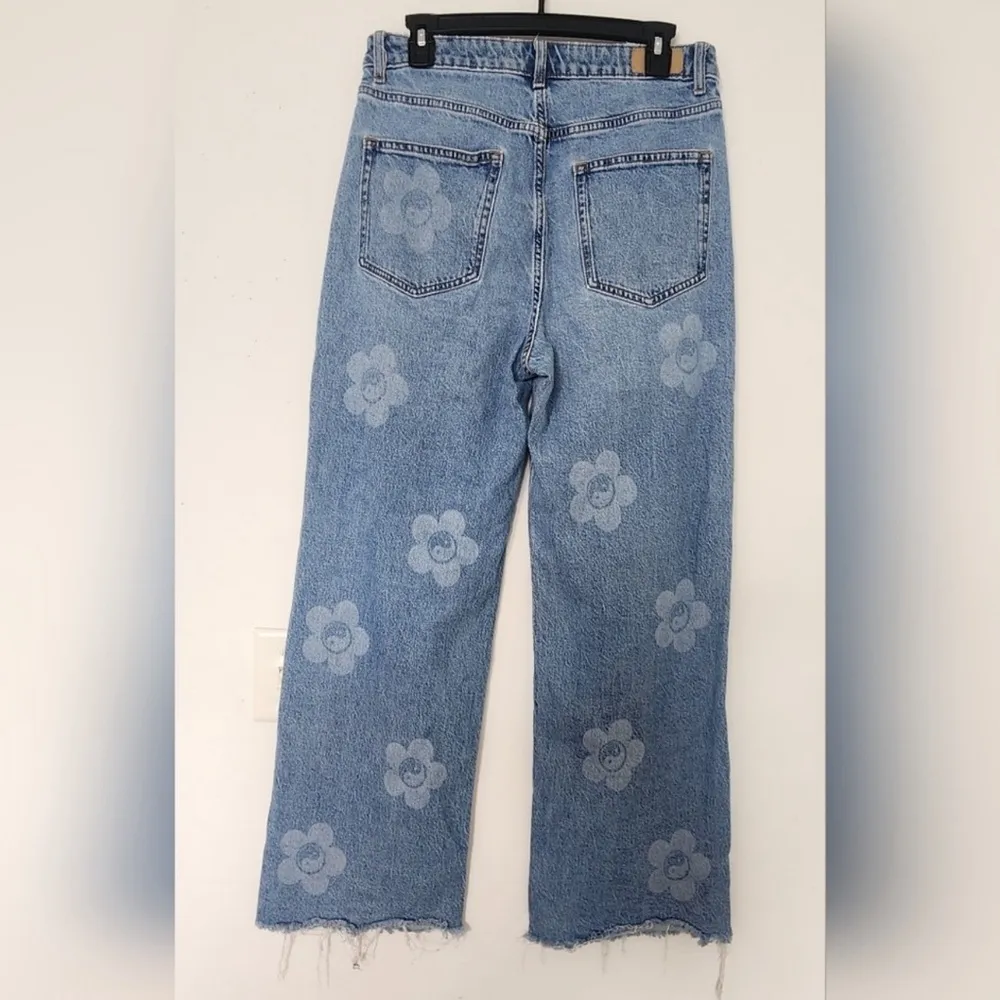 Floral Blue Women's Jeans high waist wide leg Size 28 - Image 4