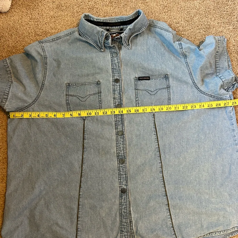 RARE Harley-Davidson Women's M Denim Jean Short Sleeve Button Down Collar Shirt - Image 8