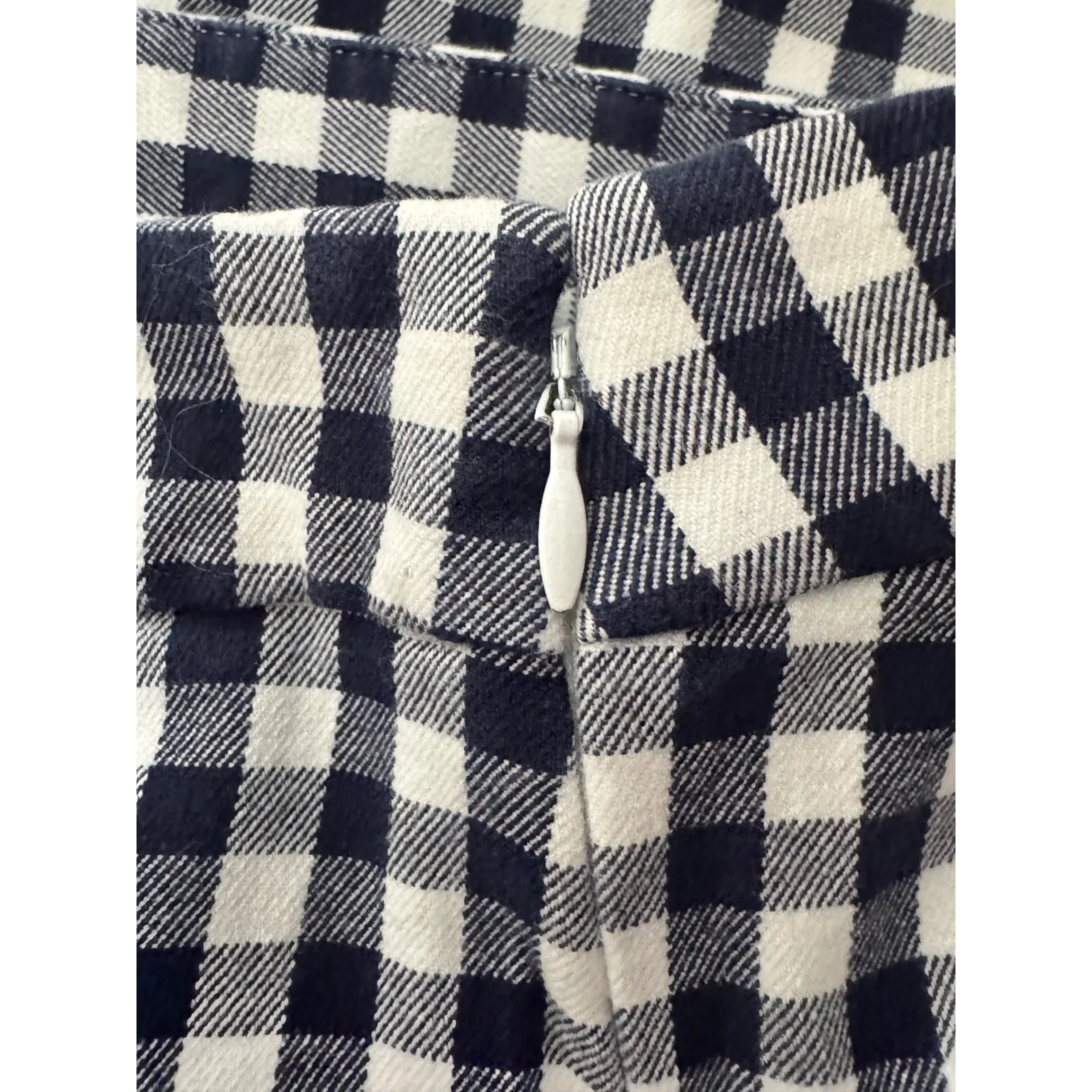 J. Crew Winnie Pant Navy White Gingham Check Ankle Length Size 8 - Image 5