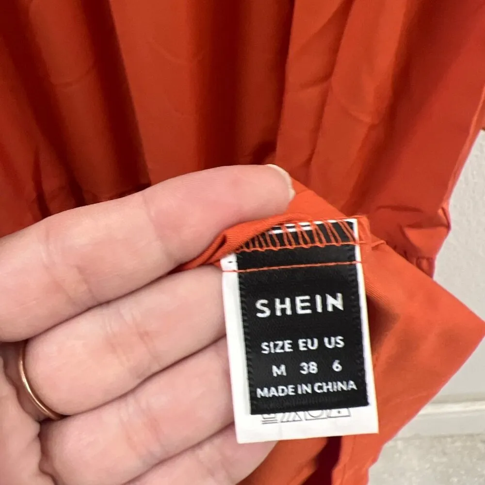 SHEIN M Burnt Orange Long Sleeve Prairie Maxie Dress - Image 5