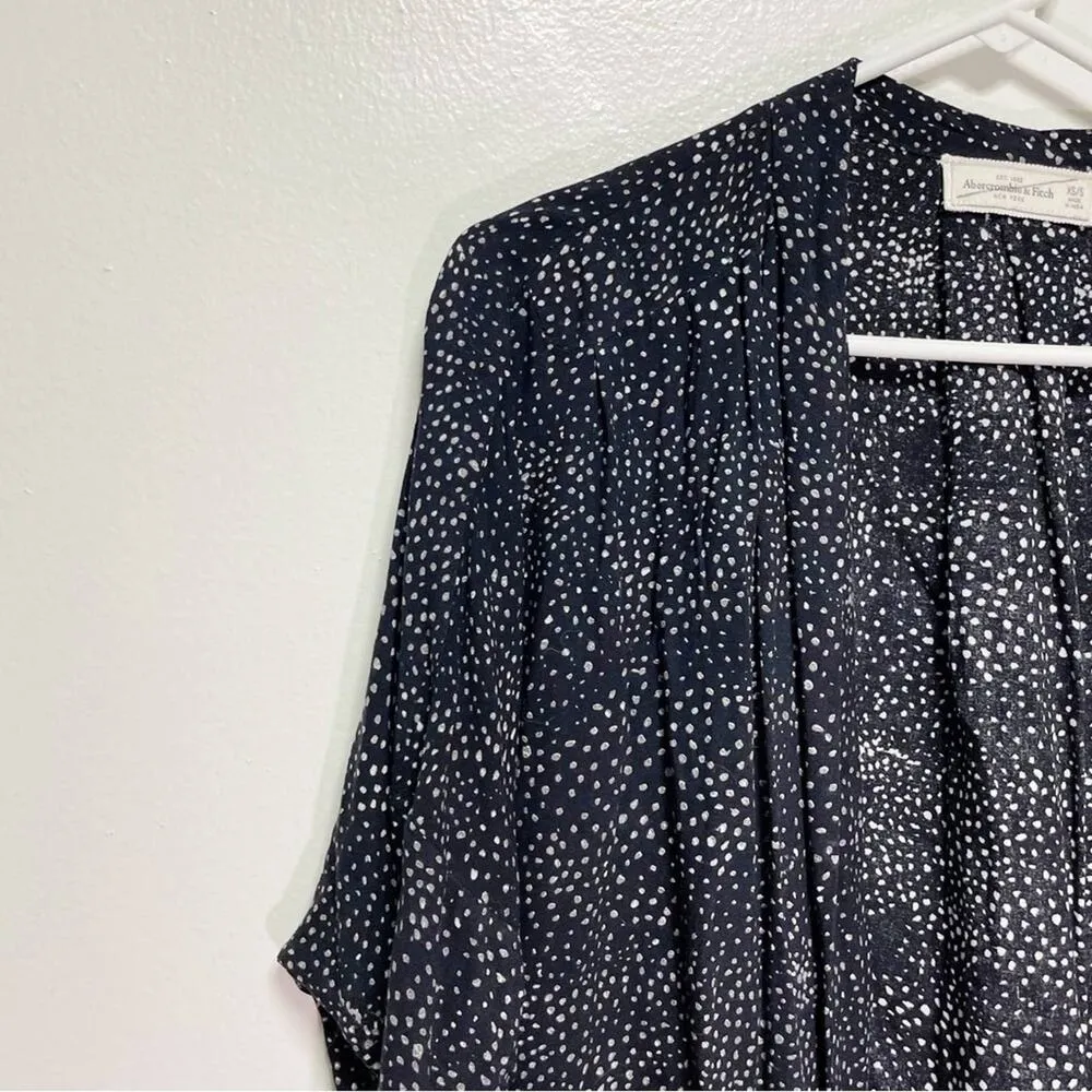 Abercrombie & Fitch Black & White Spotted 3/4 Sleeve Blazer With Pocket - Image 5