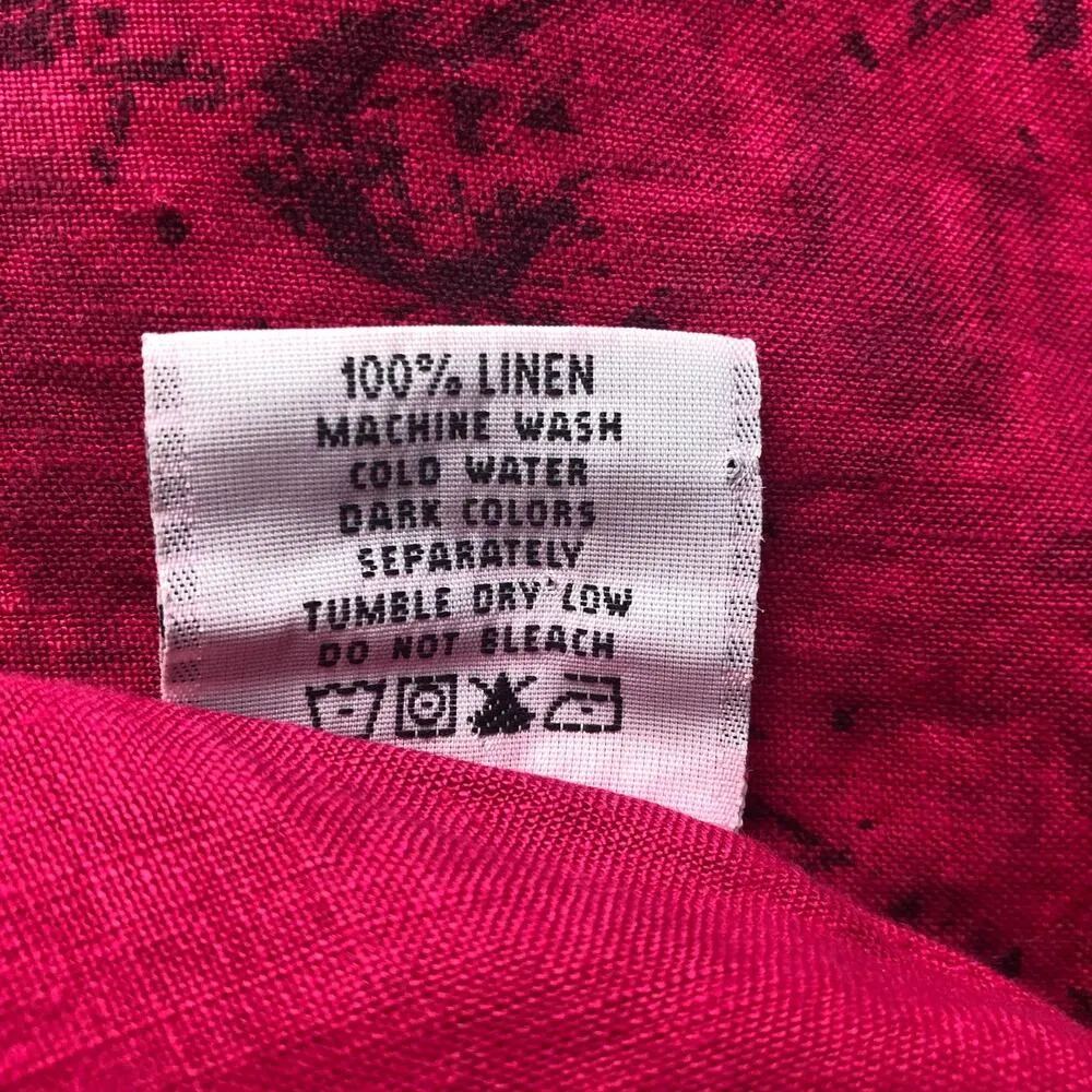 Click Floral Top Womens Large Vintage Linen Ruffle Beachy Lagenlook Coastal Chic Pink - Image 10