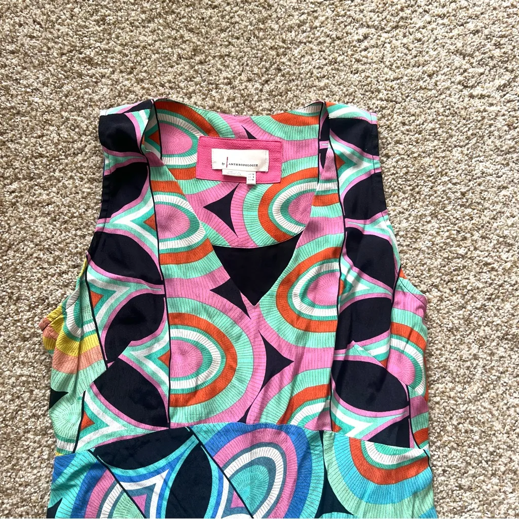 Anthropologie Kenzie Asymmetrical Retro
Mod Geometric Print Midi Dress Size 8 - Image 4