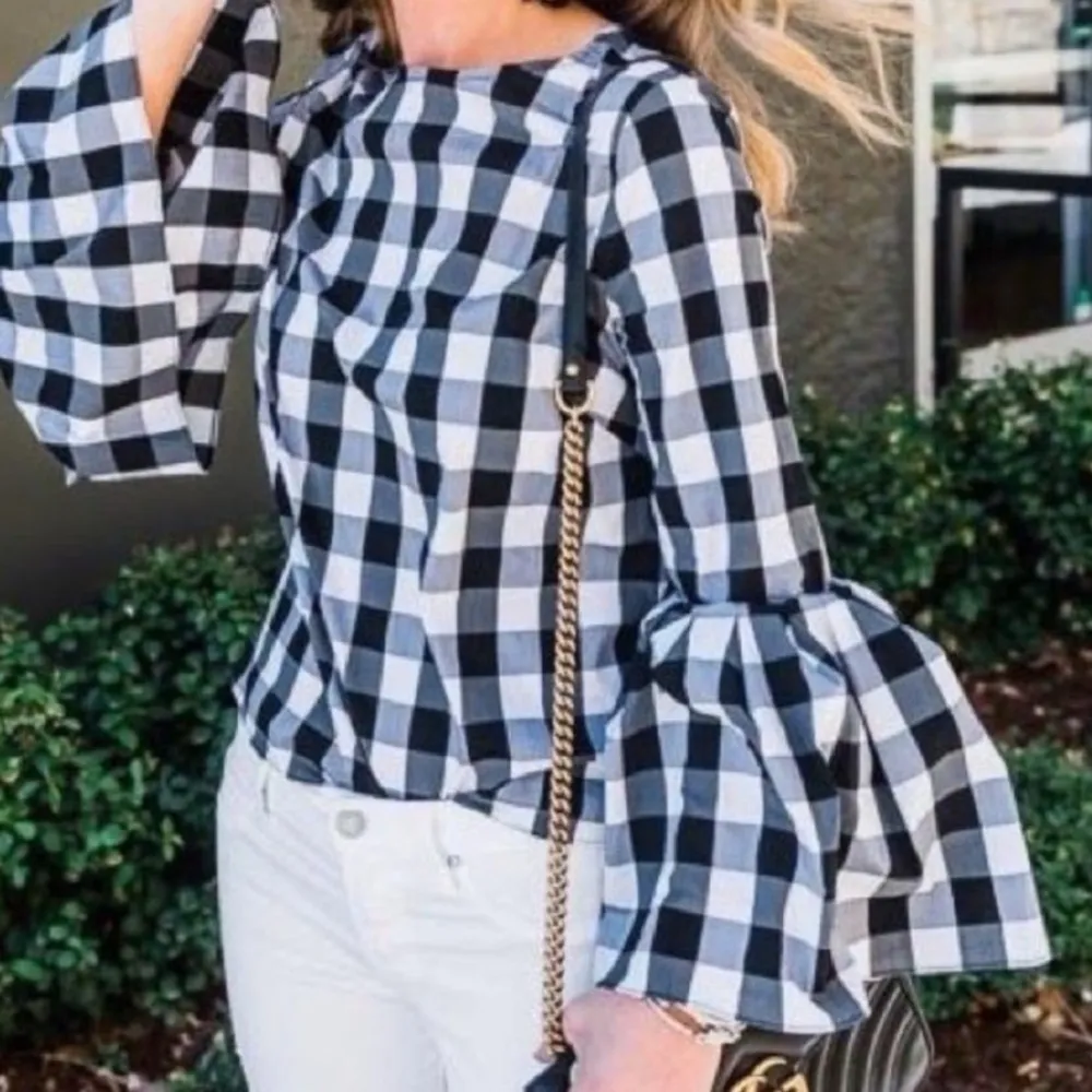 Anthropologie Sunday in Brooklyn Plaid Bell Sleeve Top - Image 2