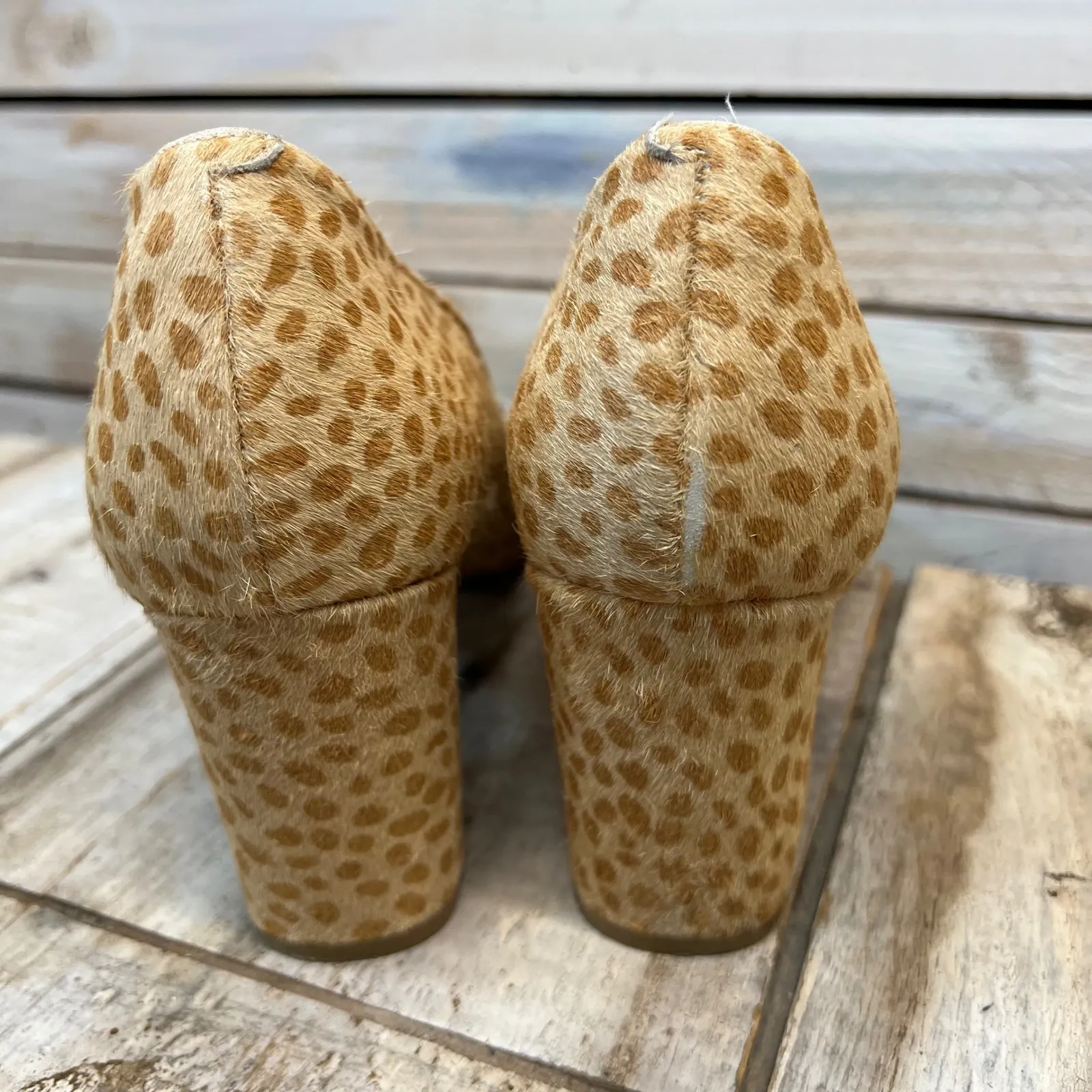 Pilcro And The Letterpress Calf Hair Block Heel Pumps Cheetah Anthropologie 10 - Image 5