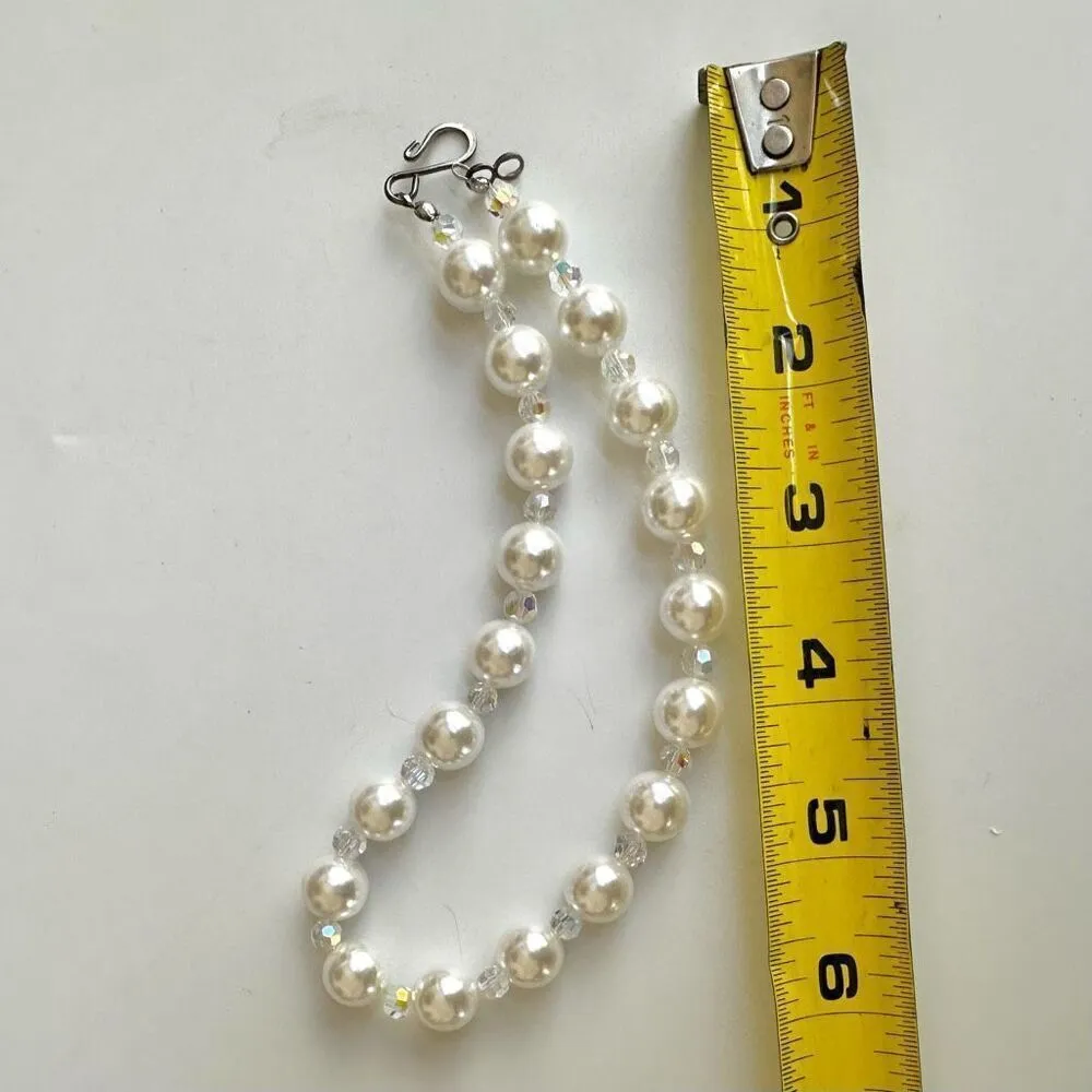 Faux pearl crystal choker necklace - Image 3
