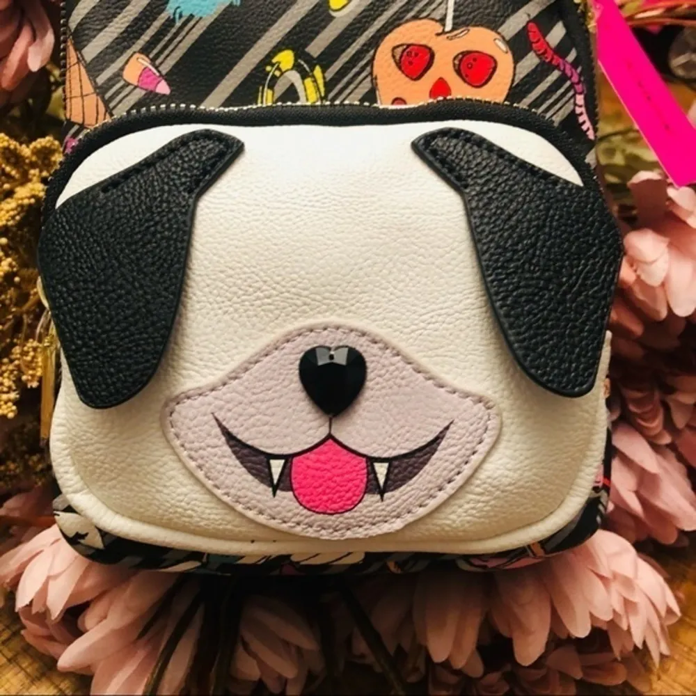 Betsey Johnson Halloween Candy Corn Pug Dog Mini Backpack Spooky Cute NWT - Image 3