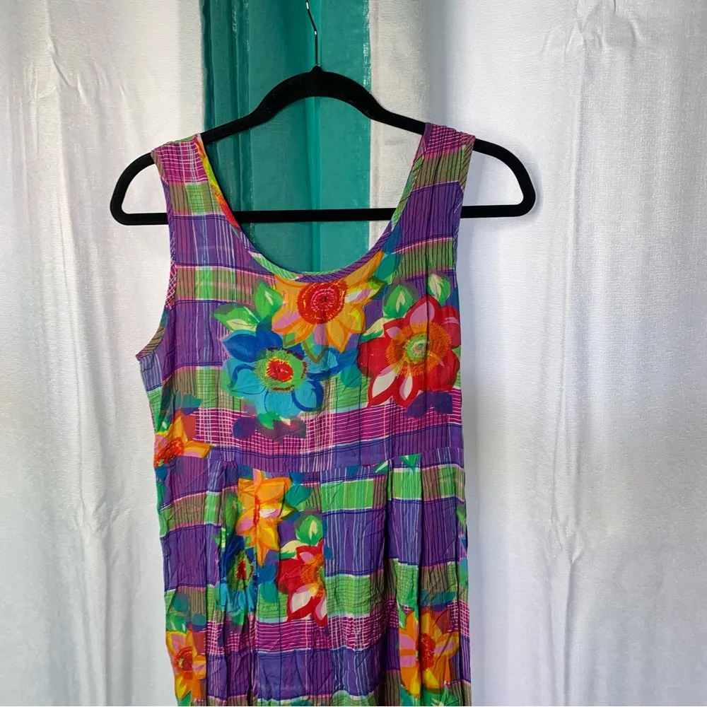 Vintage Jams world floral Hawaiian midi dress size small vacation beach made USA - Image 5