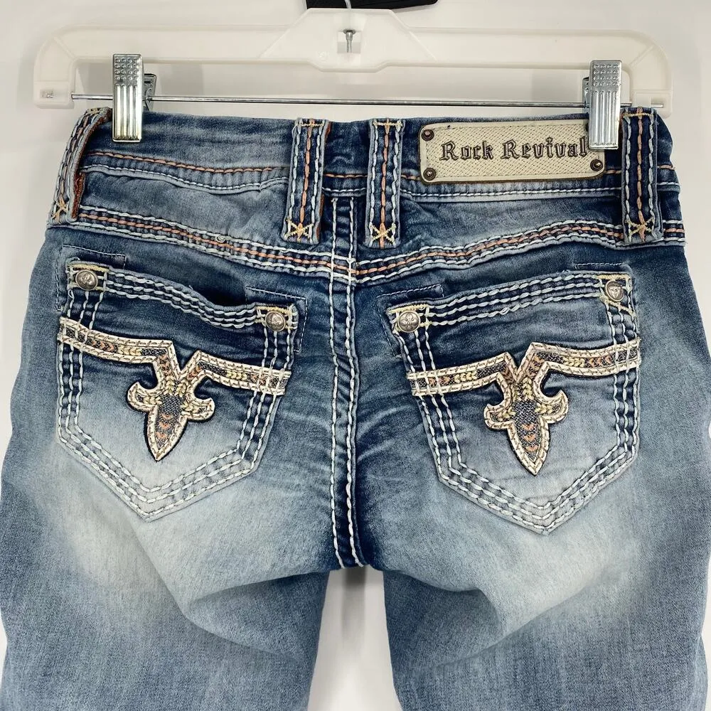 Rock Revival Jacklyn Cuff Skinny Cut Off Bermuda Shorts Size 25 - Image 6