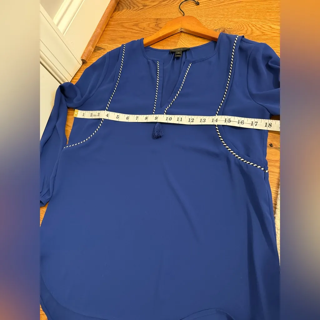 J.Crew Tassel Trimmed Top - Bright Indigo - Size 00 - Image 7