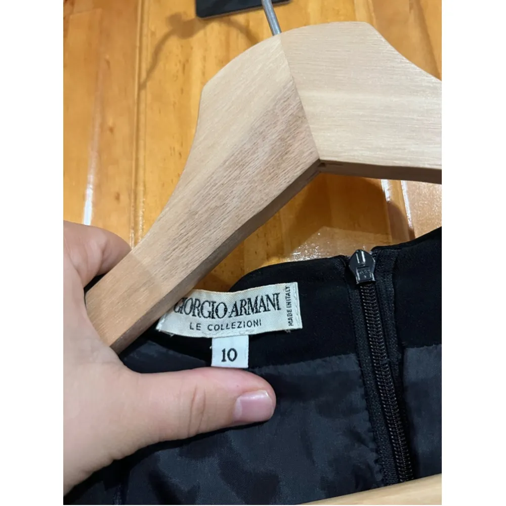 Vintage Giorgio Armani Black Faux Wrap Sheath Career Workwear Dress Size 10 - Image 3