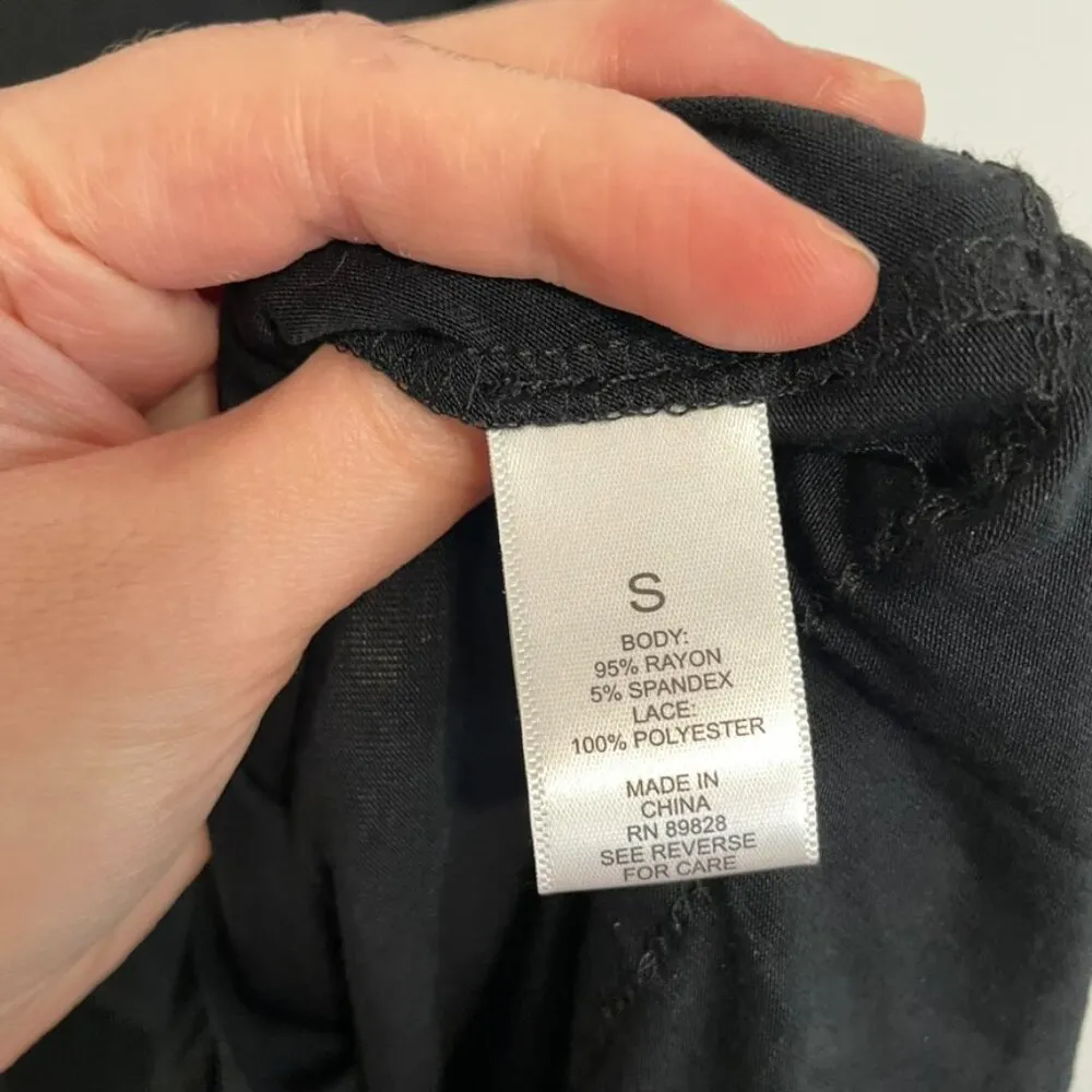 LOGO BY LORI GOLDSTEIN Layers Tank Top with Broomstick Hem Black Polka Dot Mesh - Image 11