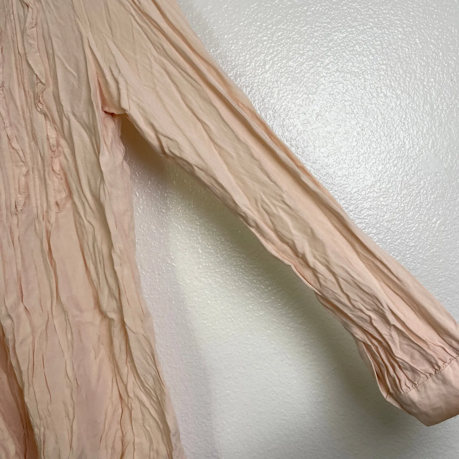 Sundance Vineyard Ruffle Long Sleeve Top Womens Small Pink Button Up Shirt Rayon - Image 3