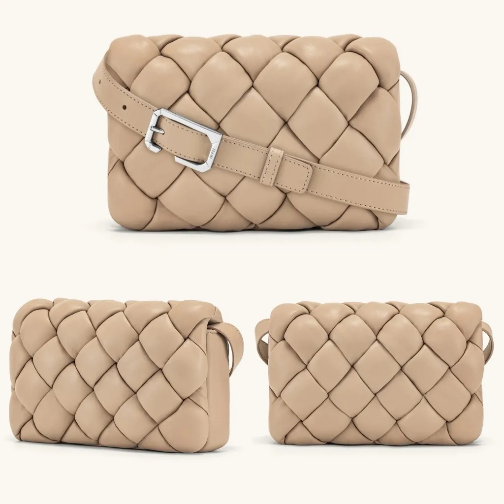 JW PEI Maze Bag in Almond Quilted Vegan Leather Crossbody - Image 2