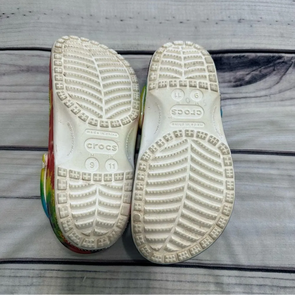 Crocs Classic Adult Rainbow Tye Dye Clogs Sandals Women Size 11 Men Size 9 - Image 4