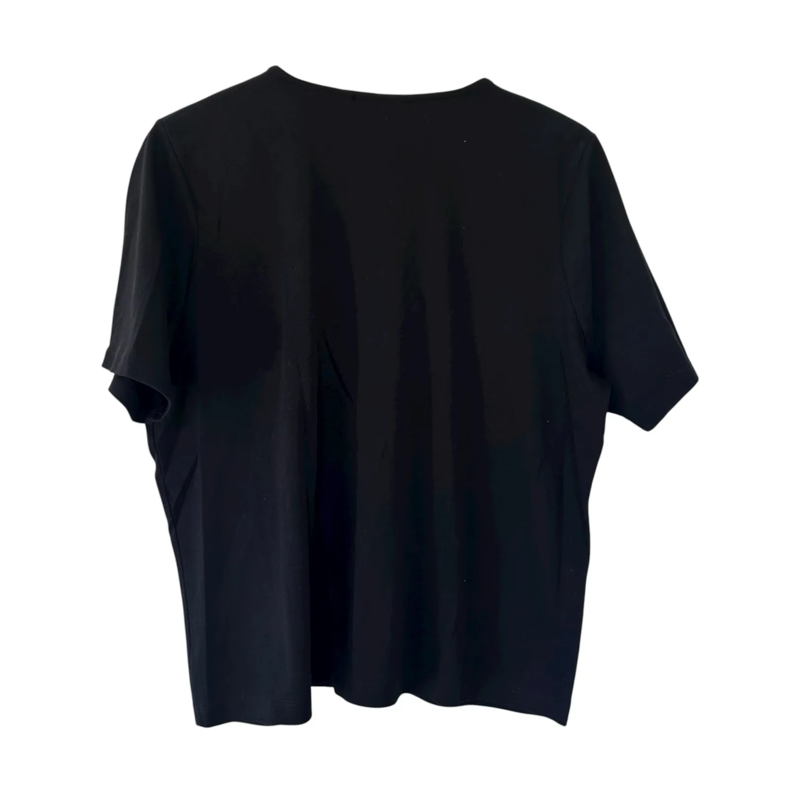 Quacker Factory Black Blue Embroidered Split Neck Shirt Sz L Size L - Image 4