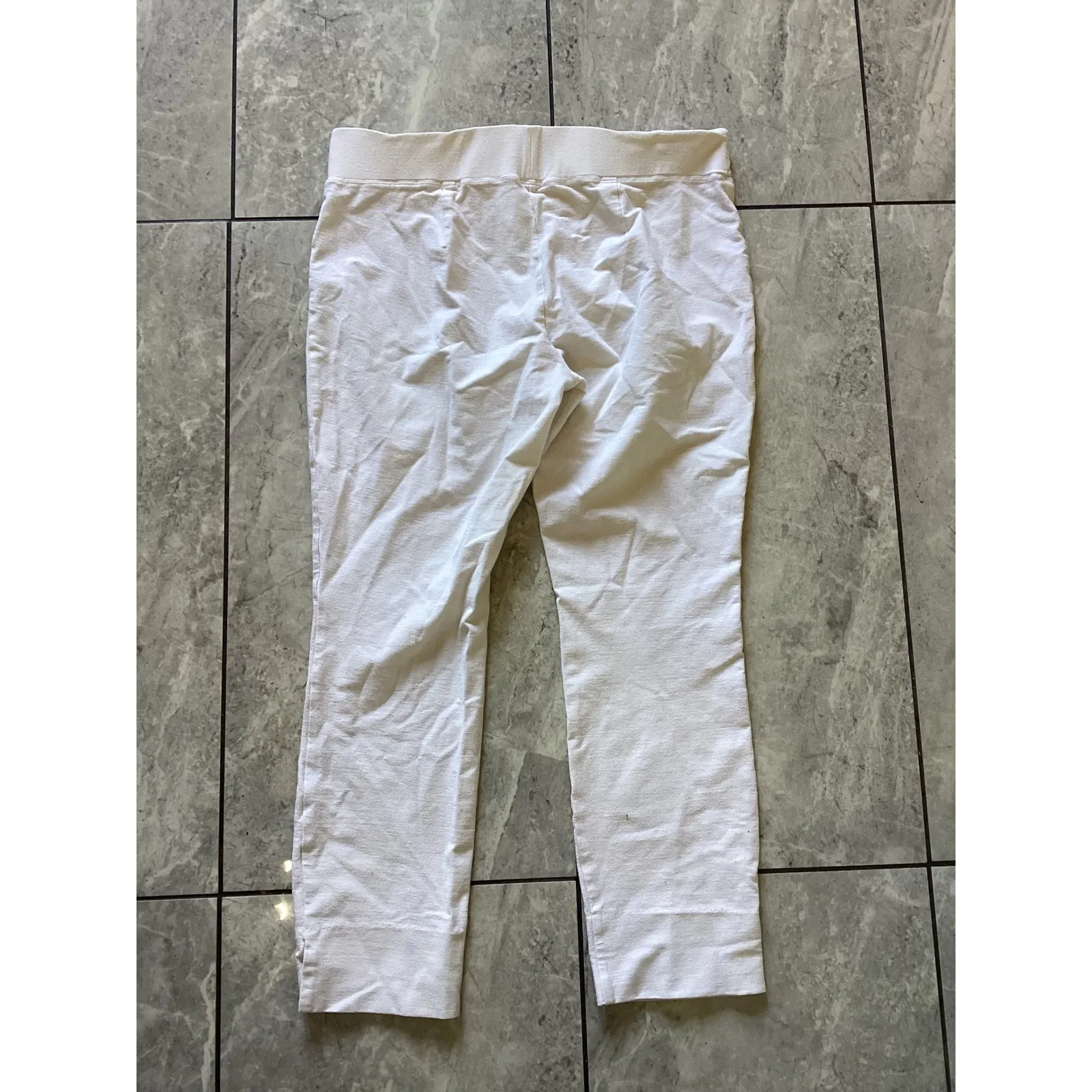 EILEEN FISHER Ivory System Stretch Crepe Slim Ankle Pants Bone XS - Image 3