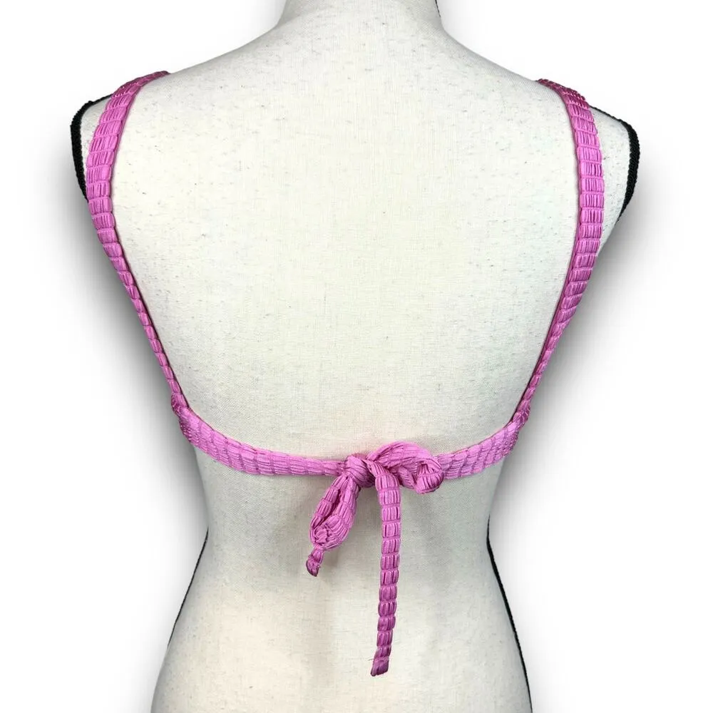 Isabella Rose Maza Textured Bikini Top Bralette Style Bubblegum Pink Size Small - Image 4
